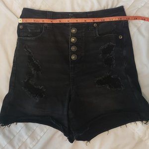 American Eagle Black Distressed Denim Shorts 2
